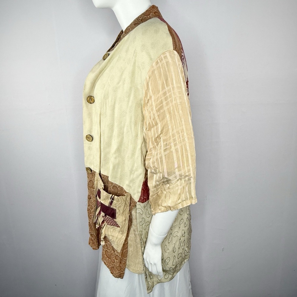 VTG Donna Jessica Artsy Boho Patchwork 3/4 Sleeve Blazer & Top Sz 3/ XL-1X - Picture 3 of 9
